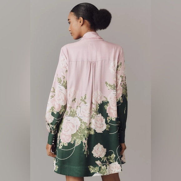 NWT Anthropologie Maeve Caroline Tie-Neck Mini Dress Pink Floral XXS - Picture 3 of 7